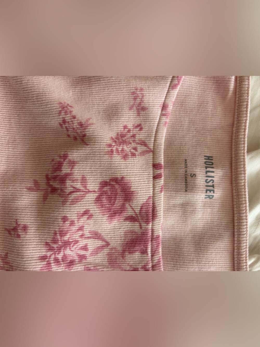 NWOT Hollister Floral Pink & White Tank Top Size Small, Boatneck - Picture 5 of 5
